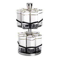 Набір для спецій на підставці 12 шт. 120 мл карусель для спецій Білий HP-1315