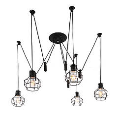 Люстра павук в стилі лофт Levistella цоколь E27 ламп 5 шт колір Чорний 7528876-5 BK