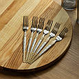 Набір столових виделок 6 штук виделка з нержавіючої сталі 21 см Срібло з золотом Lugi, фото 4