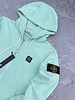 Худі двонитка на блискавці з капюшоном Stone Island м'ята XS, S, M, L, XL, XXL