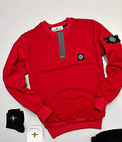 Світшот чоловічий двонитка Туреччина Stone Island червоний XL, XXL, XXXL