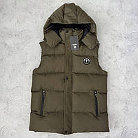 Жилетка чоловіча TRAP з капюшоном хакі з написом на спині S ML XXL Туреччина