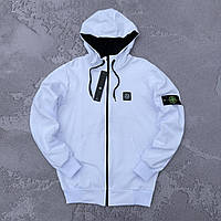 Худі двонитка скапюшоном на змійці біле Stone Island XS, S, M, L, XL, XXL