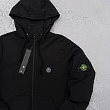 Худі двонитка на блискавці з капюшоном чорна Stone Island XS, S, M, L, XL, XXL, фото 3