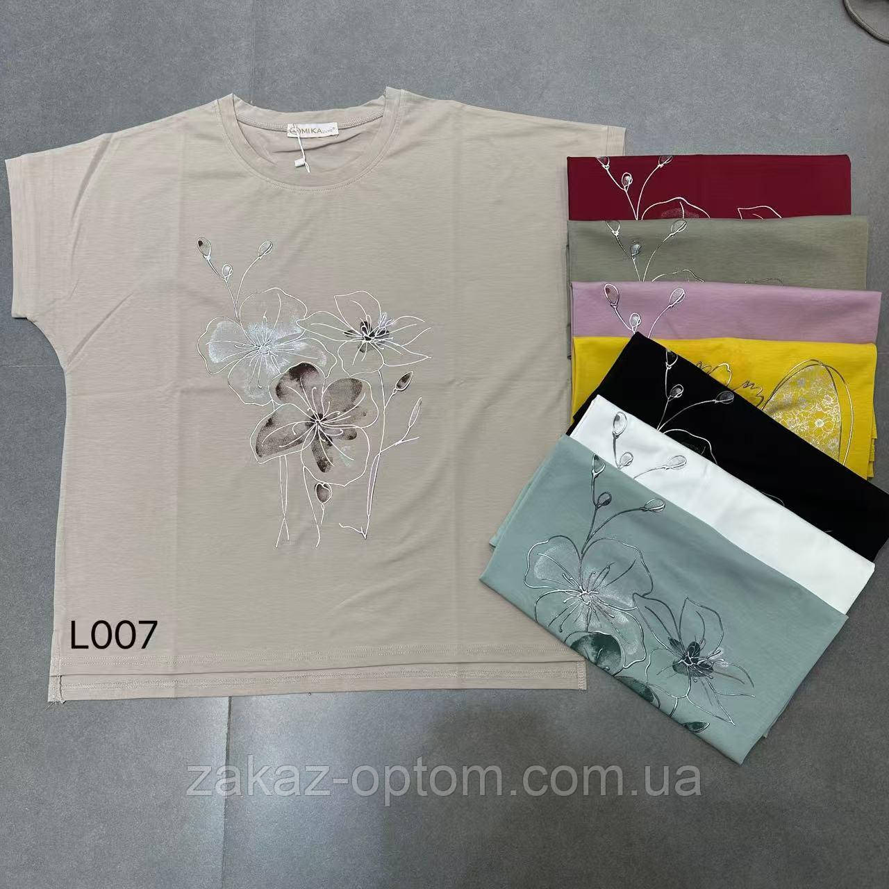 Футболка жіноча батал оптом (50-56) Китай L007-133833