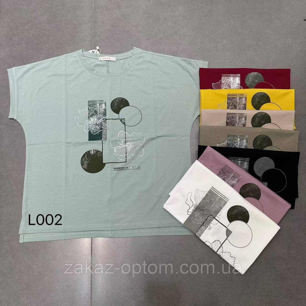 Футболка жіноча батал оптом (50-56) Китай L002-133835