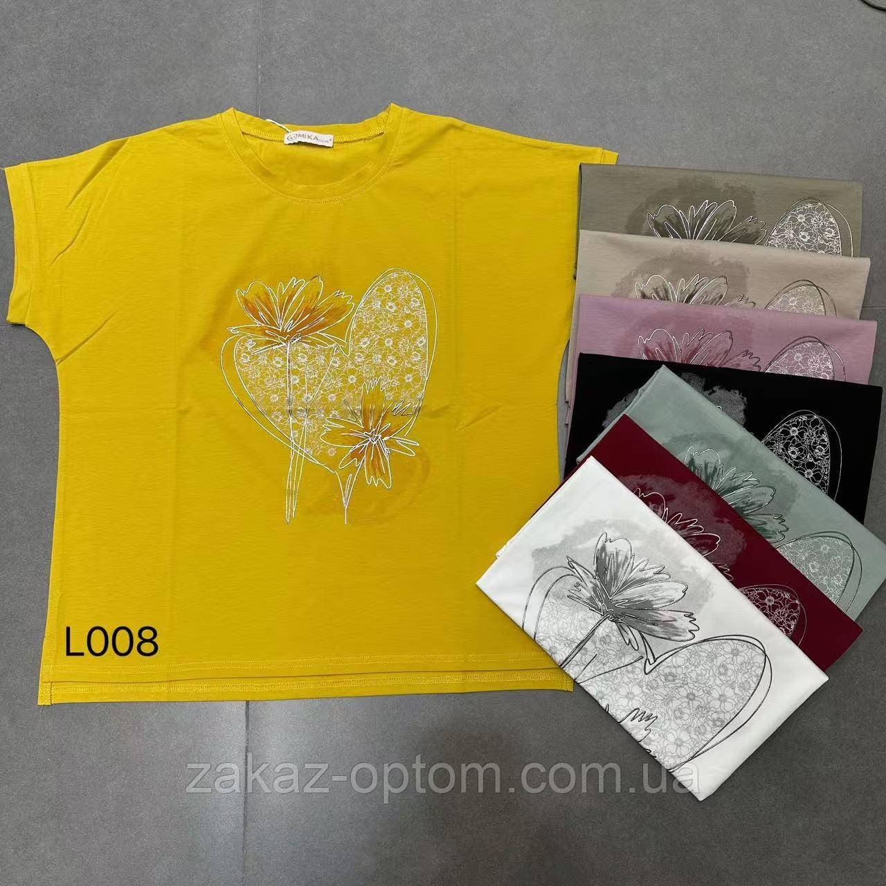 Футболка жіноча батал оптом (50-56) Китай L008-133838