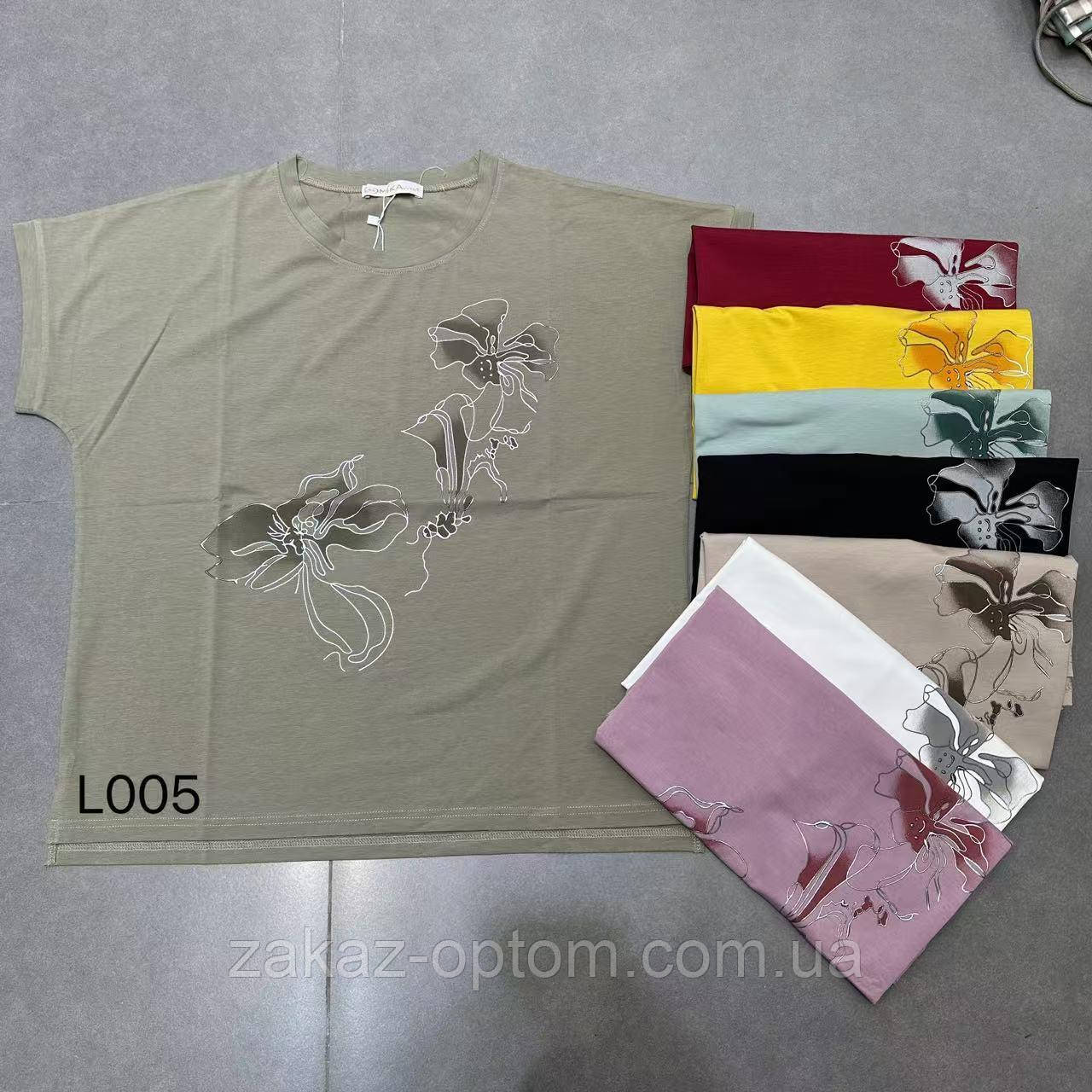 Футболка жіноча батал оптом (50-56) Китай L005-133839