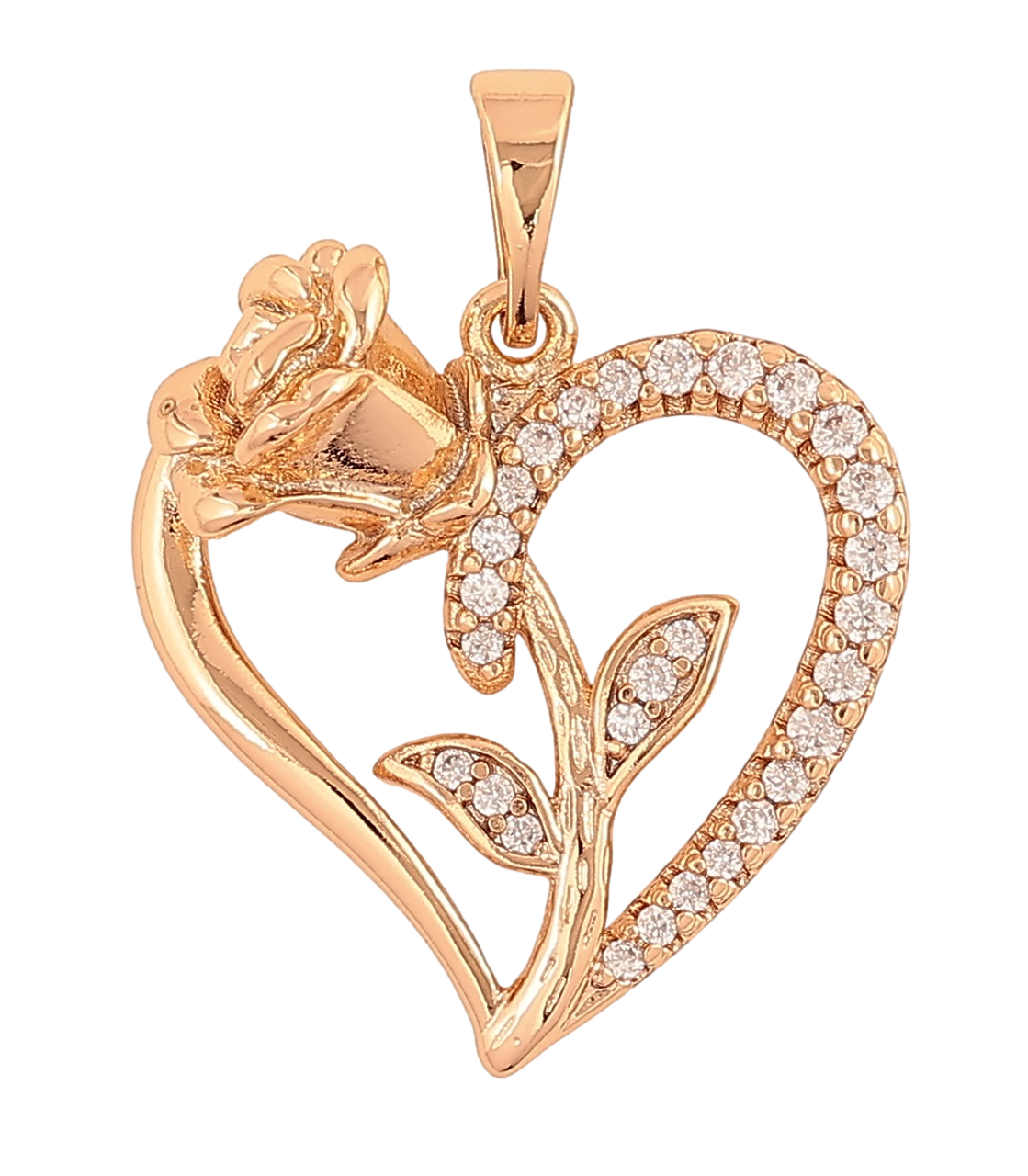 Кулон Xuping Позолота 18K «Серце з трояндою» для ланцюжка до 6мм