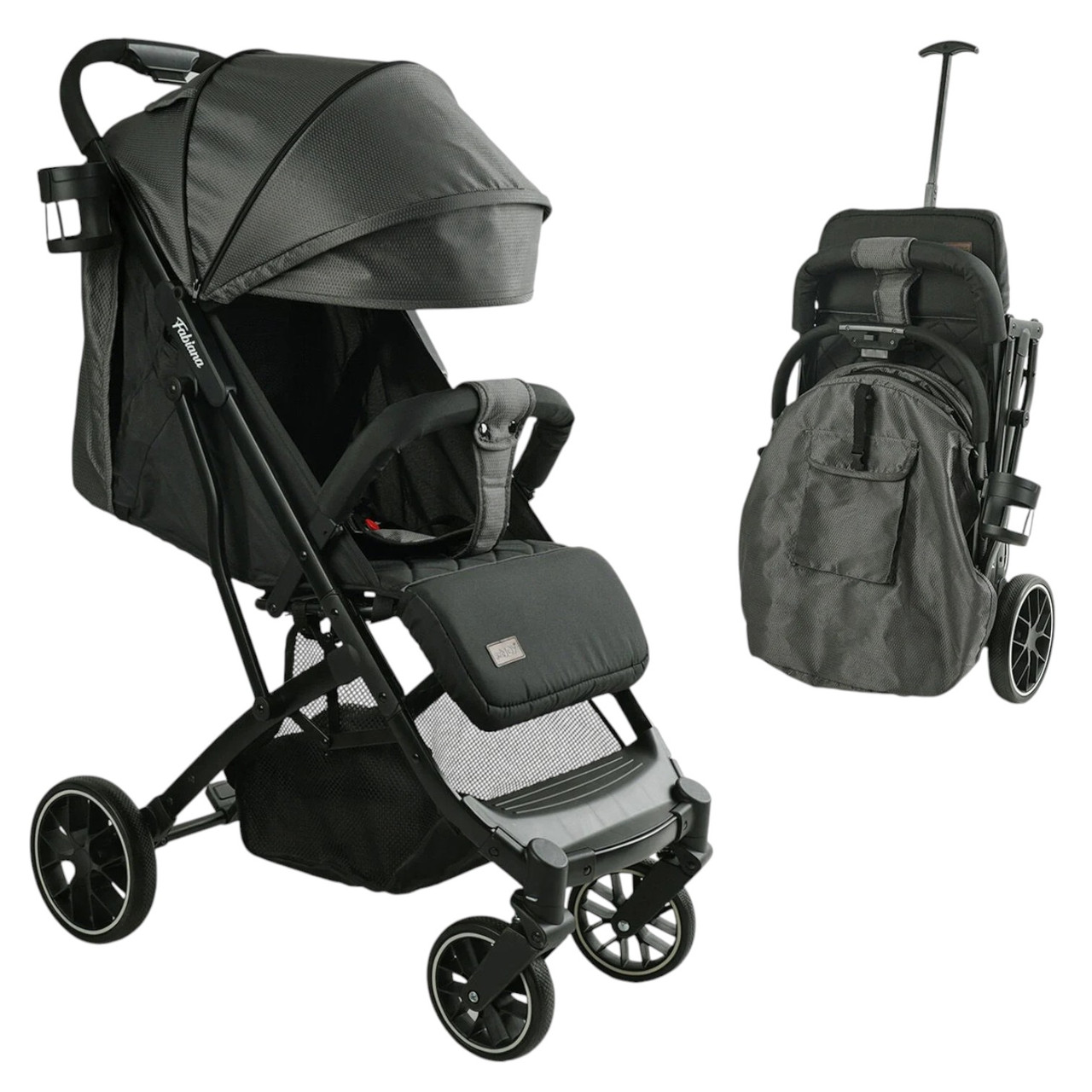 Коляска прогулянкова дитяча (футкавер, підсклянник, телескопічна ручка) JOY Fabiana FB-76619 Темно-сірий