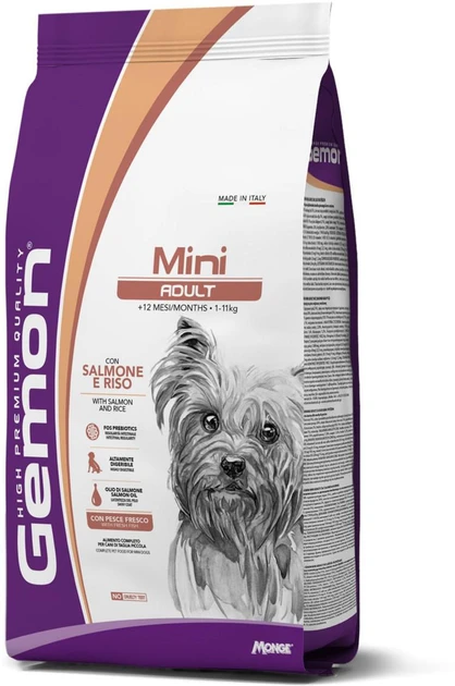 Gemon Dog Mini Adult сухий корм для собак дрібних порід, лосось із рисом 3 КГ