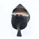 Жіночі шкіряні туфлі човники на підборах чорного кольору сіточка з блискітками DY2277-01B-M869-1 розмір 36, фото 7