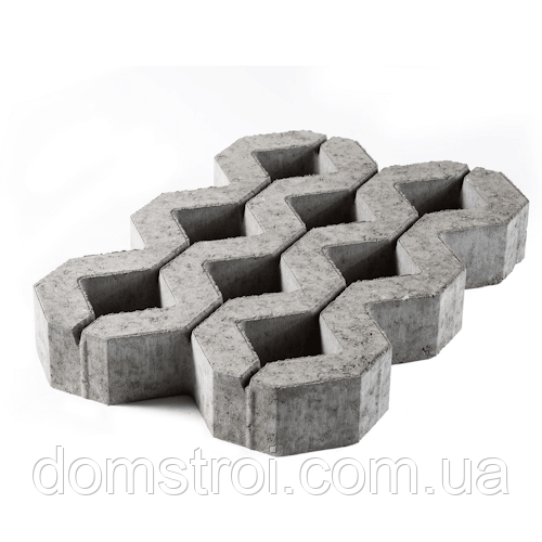 Плитка тротуарна решітка для газону «ЕКО» (400×600×60 мм) Сіра