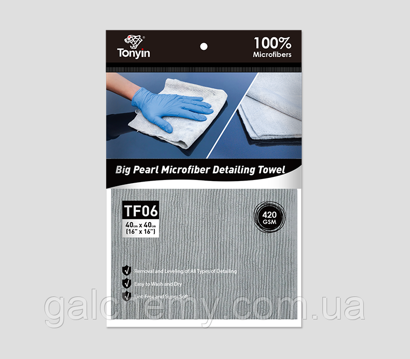 Серветка для розполіровки Big Pearl Microfiber Towel 40х40 см TM Tonyin TF06 420 г/м2