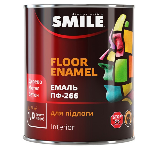 Емаль для підлоги ПФ-266 жовто-коричнева горіх 2,8кг SMILE
