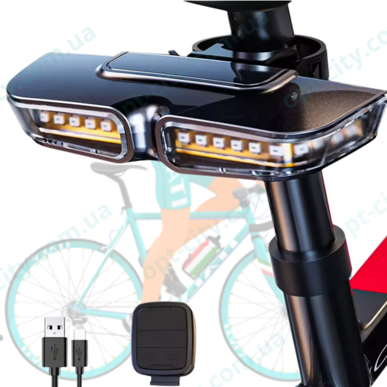 Задня фара велоліхтар стоп задній габарит з поворотами BaiskXA-817 Велостоп стопсигнал з поворотниками