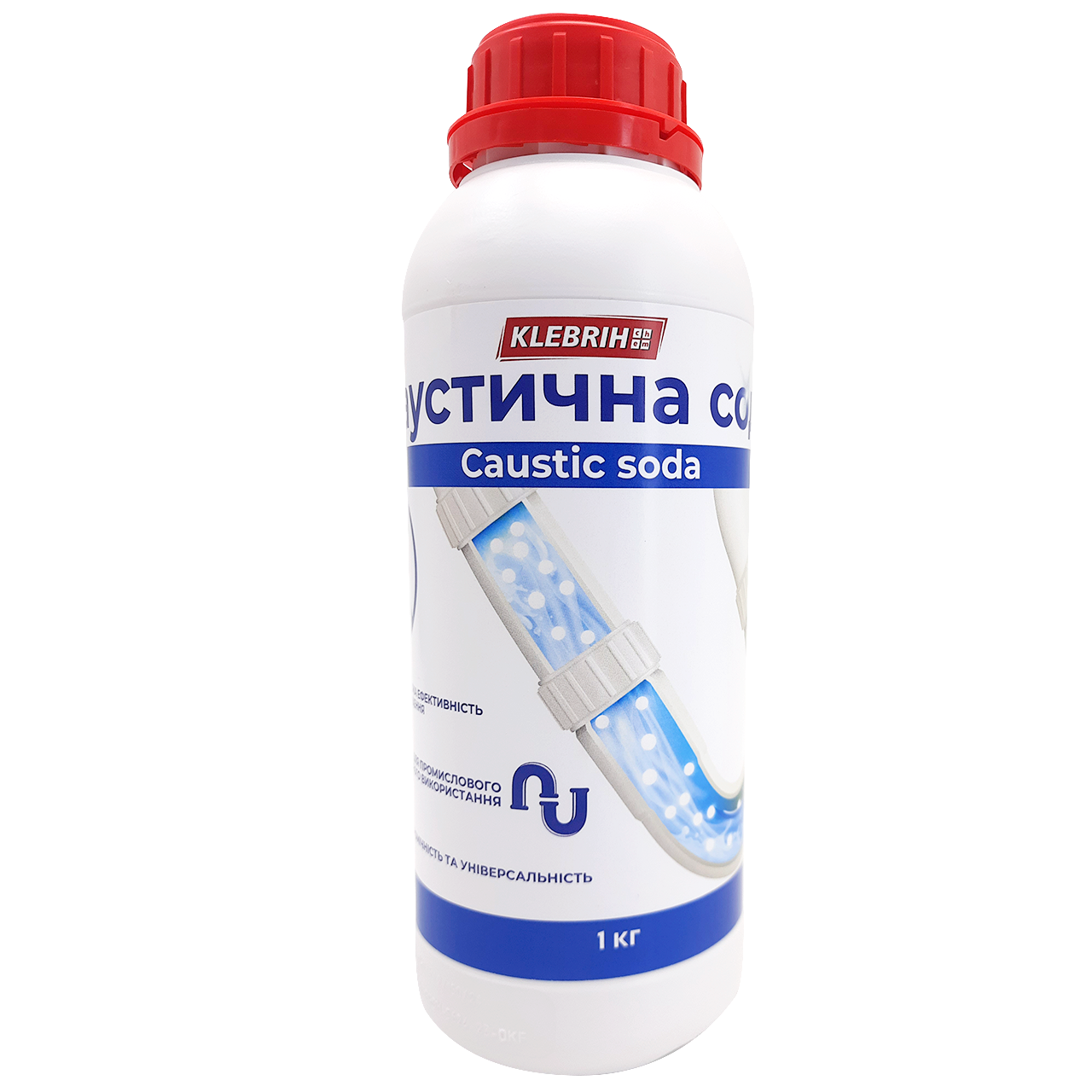 Каустична сода 1 кг Натрій гідроксид для прочищення труб
