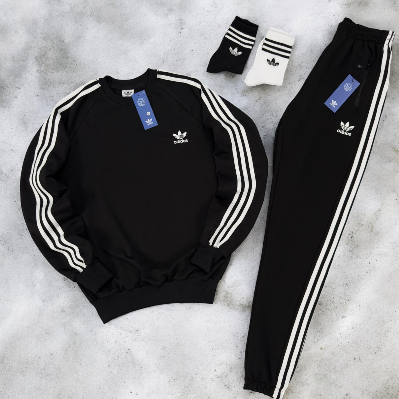 Спортивний костюм чоловічий Adidas Адідас весна-осінь кофта + штани черний Туреччина. Живе фото, фото 1