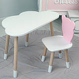 Дитячи набір столик та стільчик, стіл хмаринка білий 46х70х40 і стільчик ведмедик рожевий 26.5х26х25,, фото 7