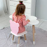 Дитячи набір столик та стільчик, стіл хмаринка білий 46х70х40 і стільчик ведмедик рожевий 26.5х26х25,, фото 8