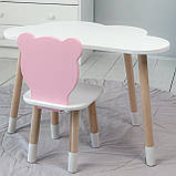 Дитячий стільчик ведмедик 26.5х26х25см, стілець для дитини, білий з рожевим, фото 8