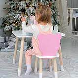 Стіл прямокутний 46х60х45 і стілець медвежа 26.5х26х25, столик та стільчик в дитячу, білий з рожевим, фото 2