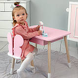 Стіл прямокутний з ящиком для речей 46х60х45 і стілець метелик 26.5х26х25, столик та стільчик в дитячу, рожевий з білим, фото 2