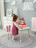 Стіл прямокутний з шухлядою 46х60х45 і стілець метелик 26.5х26х25, столик та стільчик для дівчачої кімнати, рожевий з білим, фото 5