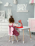 Стіл прямокутний з шухлядою 46х60х45 і стілець метелик 26.5х26х25, столик та стільчик для дівчачої кімнати, рожевий з білим, фото 7