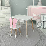 Стіл прямокутний з шухлядою 46х60х45 і стілець метелик 26.5х26х25, столик та стільчик для дівчачої кімнати, рожевий з білим, фото 9