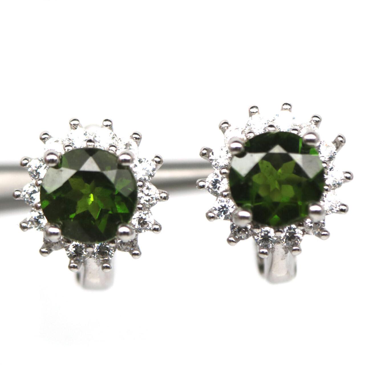 Хромдіопсид срібні сережки, 0172СХ, фото 1