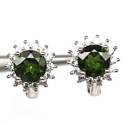 Хромдіопсид срібні сережки, 0172СХ