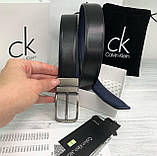 Двосторонній шкіряний ремінь у подарунковій упаковці (453) чорний/синій, фото 4