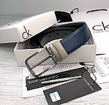 Двосторонній шкіряний ремінь у подарунковій упаковці (453) чорний/синій, фото 3