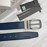 Двосторонній шкіряний ремінь у подарунковій упаковці (453) чорний/синій, фото 7