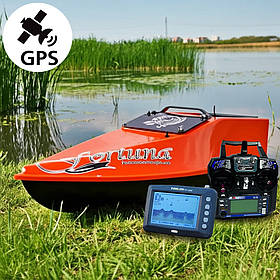 Кораблик для рибалки Фортуна 45000 mAh, GPS автопілотом Fortuna X та ехолотом Toslon300 Помаранчевий