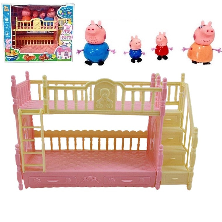Ігровий набір - ліжко та 4 фігурки "Свинка Пеппа" (Peppa Pig) арт. YQ 716, фото 1