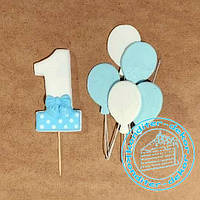 Декор и украшения для торта "Цифра 1 праздничная серебряная" сахарный набор ТМ Кондекортех