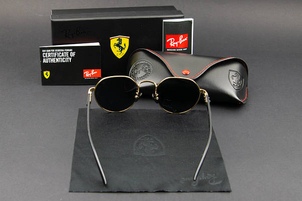 Сонцезахисні окуляри RAY BAN Ferrari поляризаційні UV400 (арт. RB0303-P) золота оправа, фото 6