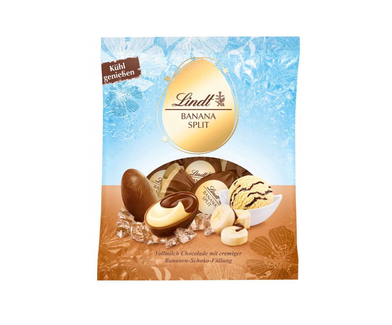 Цукерки шоколадні яйця Lindt Chocolate з начинкою банан 90 г