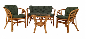 Садові меблі з ротагана Багагага Дарк-Грін плетений комплект із зеленими подушками