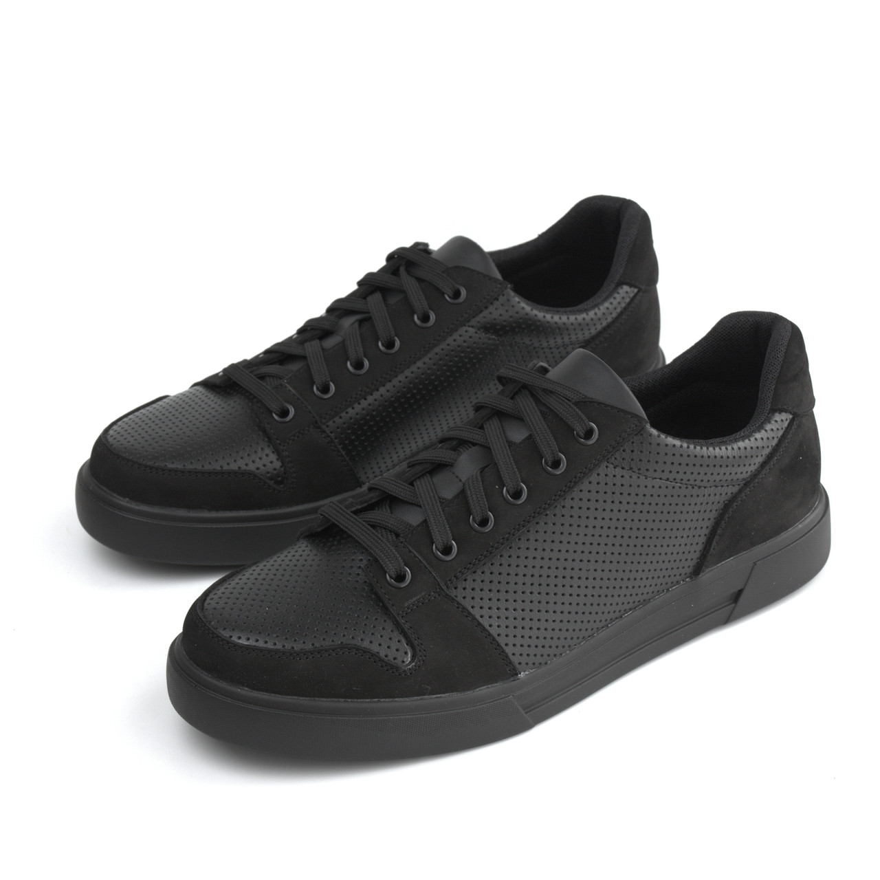 Літні чорні кросівки чорні шкіряні з перфорацією чоловіче взуття великих розмірів Rosso Avangard Nice Black Perf BS, фото 1