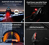 MEILAN X5 Велоліхтар (Бездротовий пульт, Лазерний габарит, Стоп сигнал, Покажчик поворотів), фото 3