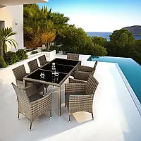 Комплект меблів із ротангу стіл + 8 крісел, + чохол