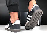 Чоловічі кросівки Adidas Samba шкіряні молодіжні демісезонні чорні білі, фото 6
