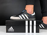 Чоловічі кросівки Adidas Samba шкіряні молодіжні демісезонні чорні білі, фото 5
