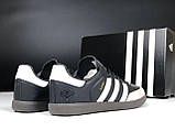 Чоловічі кросівки Adidas Samba шкіряні молодіжні демісезонні чорні білі, фото 8