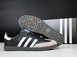Чоловічі кросівки Adidas Samba шкіряні молодіжні демісезонні чорні білі, фото 7