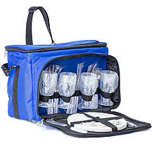 Сумка для пікніка та відпочинку на природі "Кемпінг" із набором посуду на чотири персони