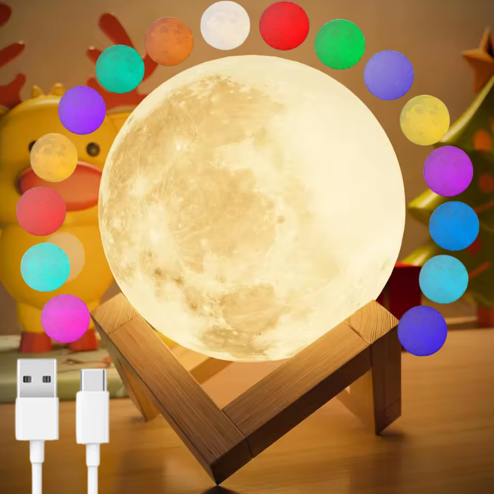 Настільний світильник Місяць 10,5см, с USB, Magic 3D Moon / Лампа місяць / Світильник нічник дитячий / Нічний місяць, фото 1